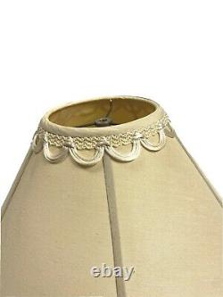 Vintage 60s Quoizel Silk Lampshade Rare Tan Beige Empire Large Intricate Retro