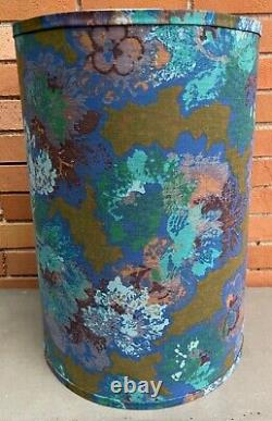 Vintage 60s Round Abstract Floral Textile Lamp Shade Mid Century Modern Lighting