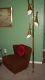 Vintage 60s Tension Pole Floor Lamp Mid Century Modern Light Danish Brass Shades
