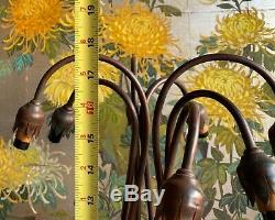 Vintage 7 light Water Lily Bronze Lamp 18 tall No shades Tiffany Style