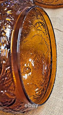 Vintage 70's Amber Rose Pattern Glass Hurricane Lamp Shade Globe 6.75'' fitter