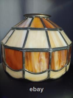 Vintage 70's Stained Glass Pendant Chandelier Shade, 10 Inch Diameter