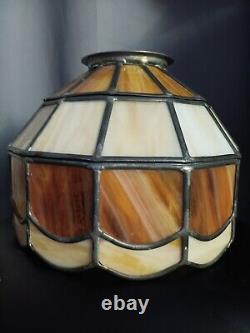 Vintage 70's Stained Glass Pendant Chandelier Shade, 10 Inch Diameter