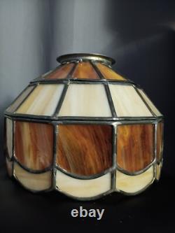 Vintage 70's Stained Glass Pendant Chandelier Shade, 10 Inch Diameter