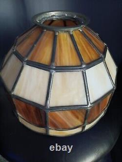 Vintage 70's Stained Glass Pendant Chandelier Shade, 10 Inch Diameter
