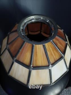 Vintage 70's Stained Glass Pendant Chandelier Shade, 10 Inch Diameter