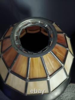 Vintage 70's Stained Glass Pendant Chandelier Shade, 10 Inch Diameter