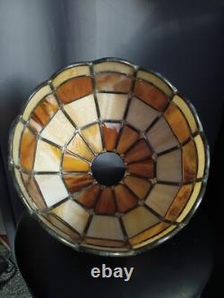 Vintage 70's Stained Glass Pendant Chandelier Shade, 10 Inch Diameter
