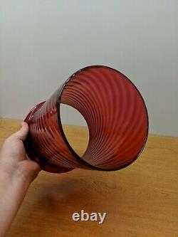 Vintage 8 78 Tall Red Ruby Swirl Top Hat Glass Lamp Shade 6.5 Fitter