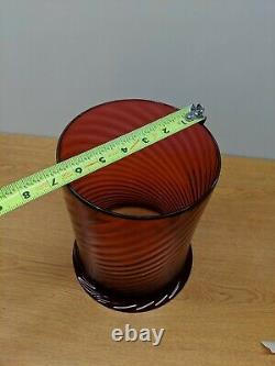 Vintage 8 78 Tall Red Ruby Swirl Top Hat Glass Lamp Shade 6.5 Fitter