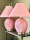 Vintage 80s Pink Clamshell Lamps Pair Art Deco Revival Hollywood Regency Glam