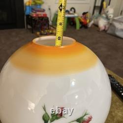 Vintage 9.5 Large Rose Round Glass Ball Globe Hurricane Lamp Shade 4.5 Fitter