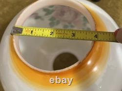 Vintage 9.5 Large Rose Round Glass Ball Globe Hurricane Lamp Shade 4.5 Fitter