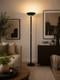Vintage 90s Halogen Torchiere Floor Lamp Low High 300w Black Mcm Ambient Uplight