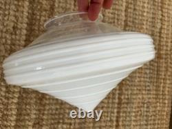 Vintage ART DECO Milk Glass Ceiling cone Shade w Gleason Tiebout lighting stkr