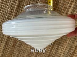 Vintage ART DECO Milk Glass Ceiling cone Shade w Gleason Tiebout lighting stkr