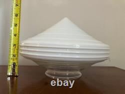 Vintage ART DECO Milk Glass Ceiling cone Shade w Gleason Tiebout lighting stkr
