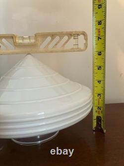 Vintage ART DECO Milk Glass Ceiling cone Shade w Gleason Tiebout lighting stkr