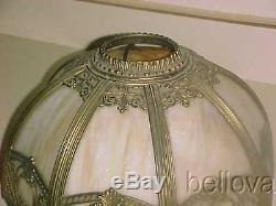 Vintage ARTS & CRAFTS SLAG GLASS 14 LAMP SHADE MISSION STYLE VERY NICE