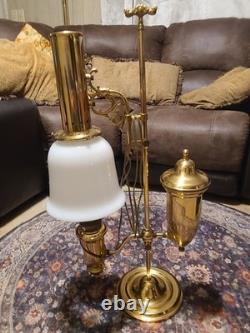 Vintage Aladdin 75th Anniversary 1983 Model 4 Student Milk Glass Shade Lamp