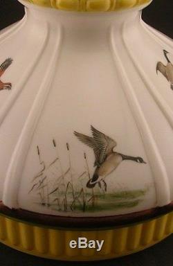 Vintage Aladdin Lamp Shade Geese Pheasants Guinea Hens Fowl Hunting Scenes