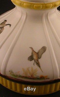 Vintage Aladdin Lamp Shade Geese Pheasants Guinea Hens Fowl Hunting Scenes