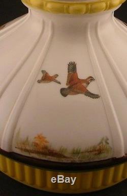 Vintage Aladdin Lamp Shade Geese Pheasants Guinea Hens Fowl Hunting Scenes