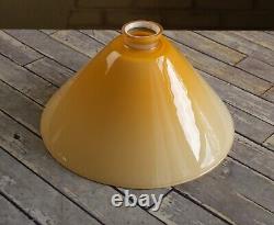 Vintage Amber Butterscotch Cased Glass Cone Shade 11.25 Wide with 2.25 Fitter