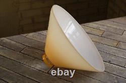 Vintage Amber Butterscotch Cased Glass Cone Shade 11.25 Wide with 2.25 Fitter