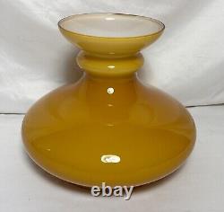 Vintage Amber Cased Milk Glass Lamp Shade 12H 9.75 Fitter 14.5D Butterscotch