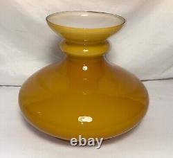 Vintage Amber Cased Milk Glass Lamp Shade 12H 9.75 Fitter 14.5D Butterscotch