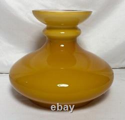 Vintage Amber Cased Milk Glass Lamp Shade 12H 9.75 Fitter 14.5D Butterscotch