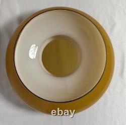 Vintage Amber Cased Milk Glass Lamp Shade 12H 9.75 Fitter 14.5D Butterscotch