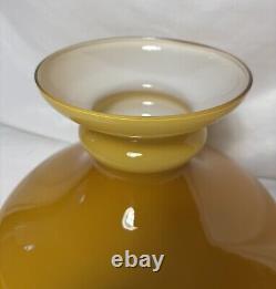 Vintage Amber Cased Milk Glass Lamp Shade 12H 9.75 Fitter 14.5D Butterscotch