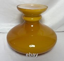 Vintage Amber Cased Milk Glass Lamp Shade 12H 9.75 Fitter 14.5D Butterscotch