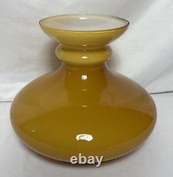 Vintage Amber Cased Milk Glass Lamp Shade 12H 9.75 Fitter 14.5D Butterscotch