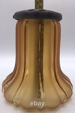 Vintage Amber Frosted Glass Lamp Shade With Metal Fitting. Marked Uno