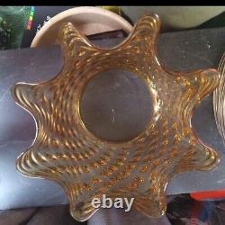 Vintage Amber Hobnail Oil Lamp Shade