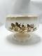 Vintage Amber Luster Hurricane Lamp Shade Milk Glass With Floral Pattern