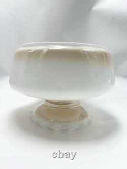 Vintage Amber Luster Hurricane Lamp Shade Milk Glass With Floral Pattern