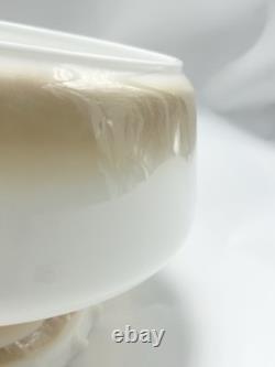 Vintage Amber Luster Hurricane Lamp Shade Milk Glass With Floral Pattern