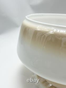 Vintage Amber Luster Hurricane Lamp Shade Milk Glass With Floral Pattern