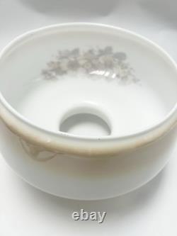 Vintage Amber Luster Hurricane Lamp Shade Milk Glass With Floral Pattern
