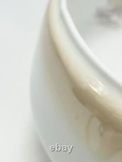 Vintage Amber Luster Hurricane Lamp Shade Milk Glass With Floral Pattern