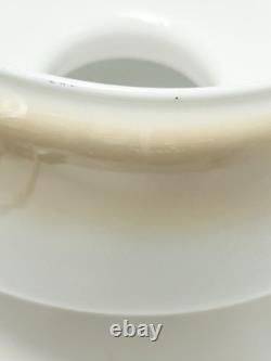 Vintage Amber Luster Hurricane Lamp Shade Milk Glass With Floral Pattern