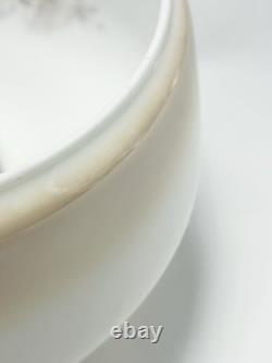 Vintage Amber Luster Hurricane Lamp Shade Milk Glass With Floral Pattern