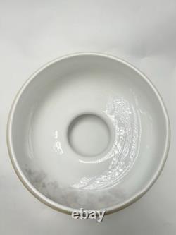 Vintage Amber Luster Hurricane Lamp Shade Milk Glass With Floral Pattern