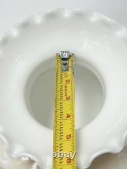 Vintage Amber Luster Hurricane Lamp Shade Milk Glass With Floral Pattern