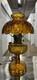 Vintage Amber Pressed Glass Electric Table Lamp