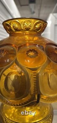 Vintage Amber Pressed Glass Electric Table Lamp